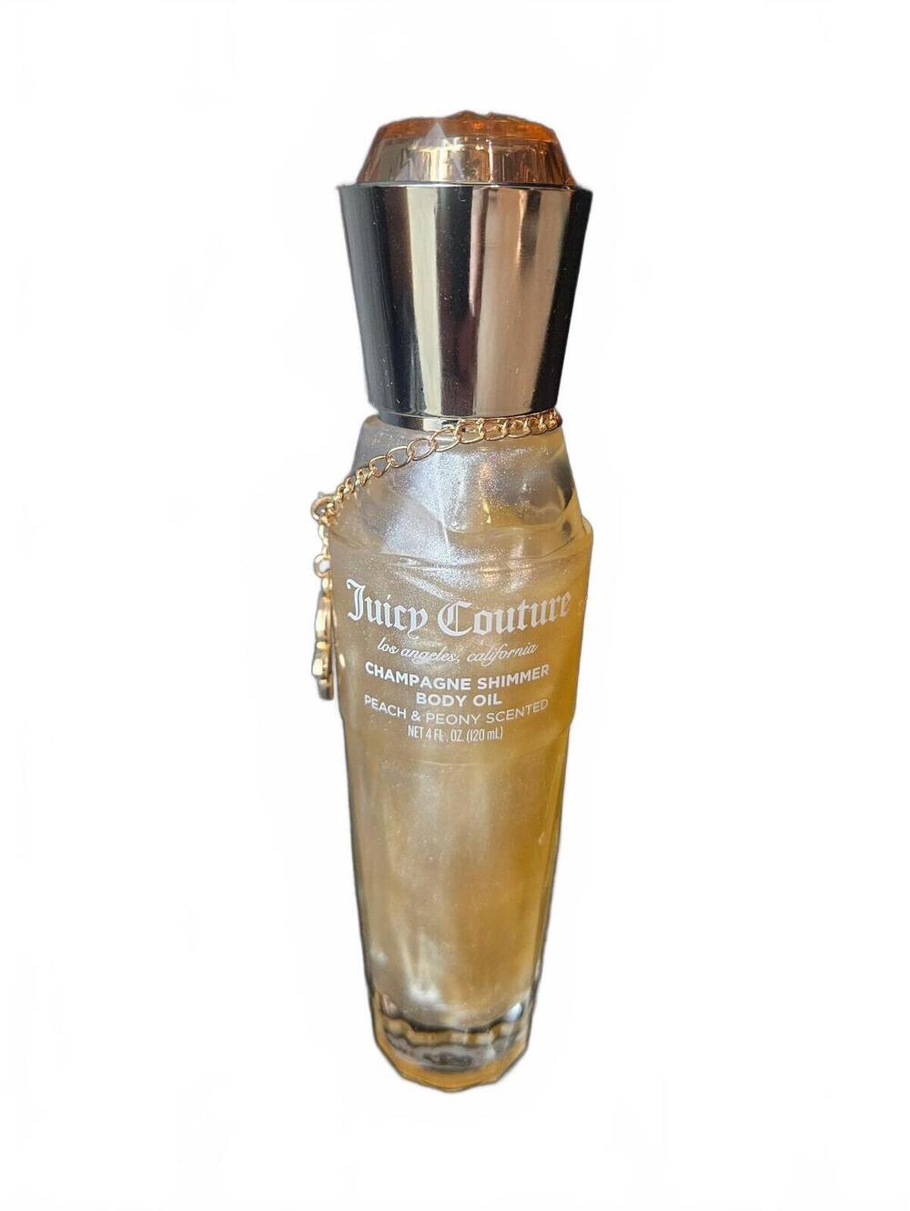 Juicy Couture Champagne Shimmer Body Oil Peach Peony Butterfly Charm NWT
